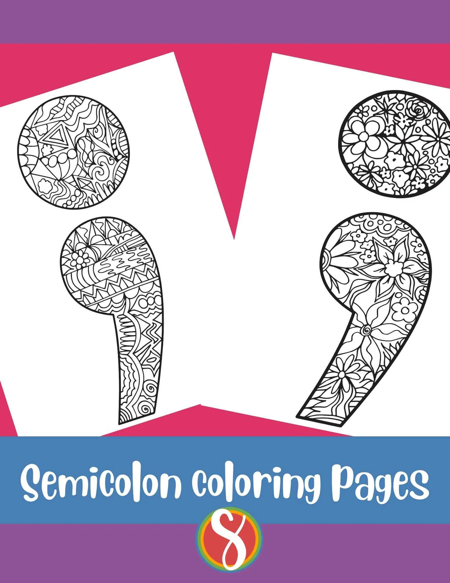 Free Semicolon Coloring Pages — Stevie Doodles