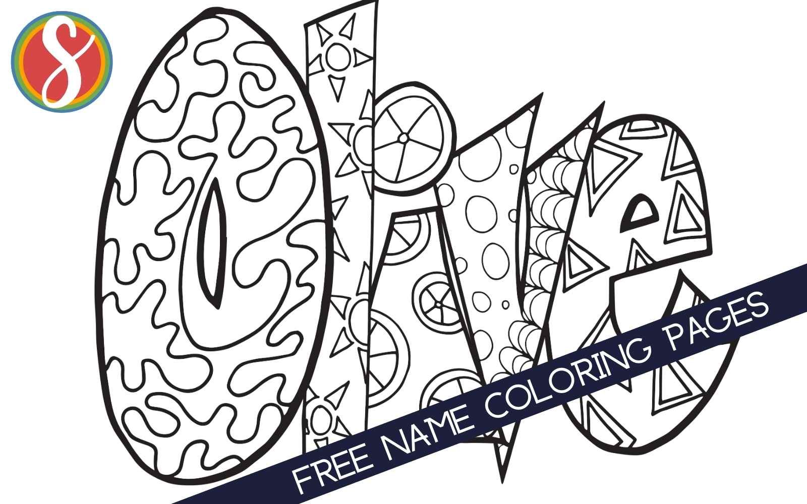colorable "Olive" name coloring pages
