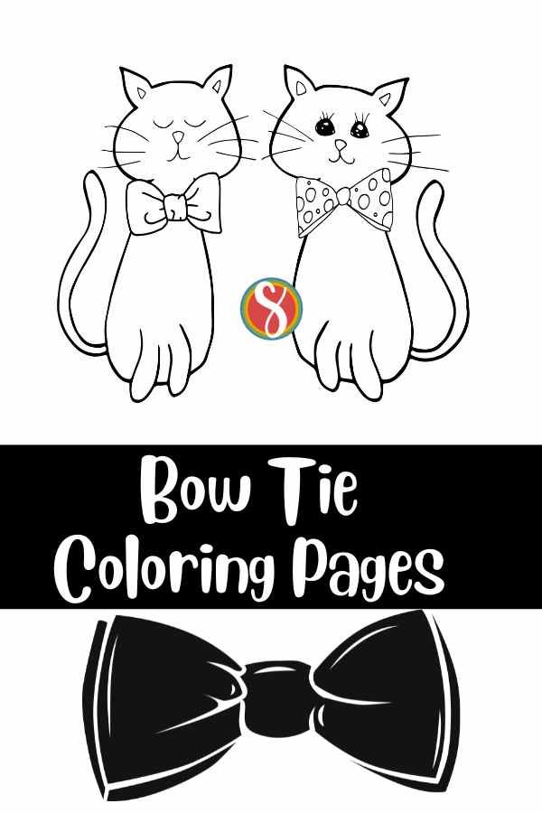 two cats wearing a bow ties coloring page