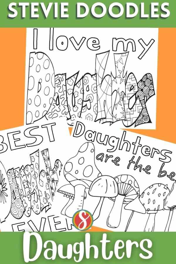 collage of daughters coloring pages