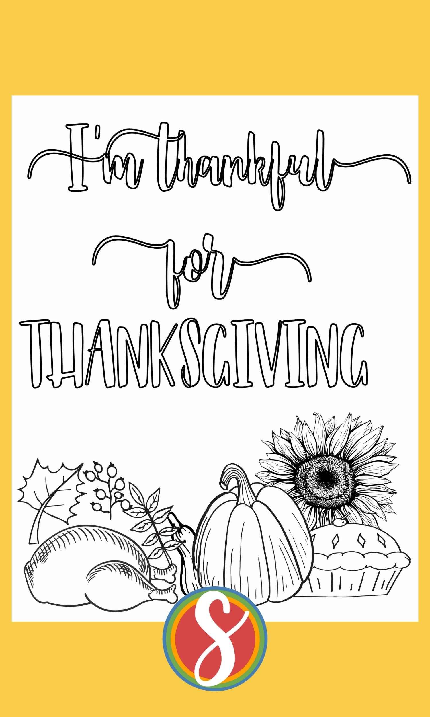 Thankful for Thanksgiving free printable coloring pages