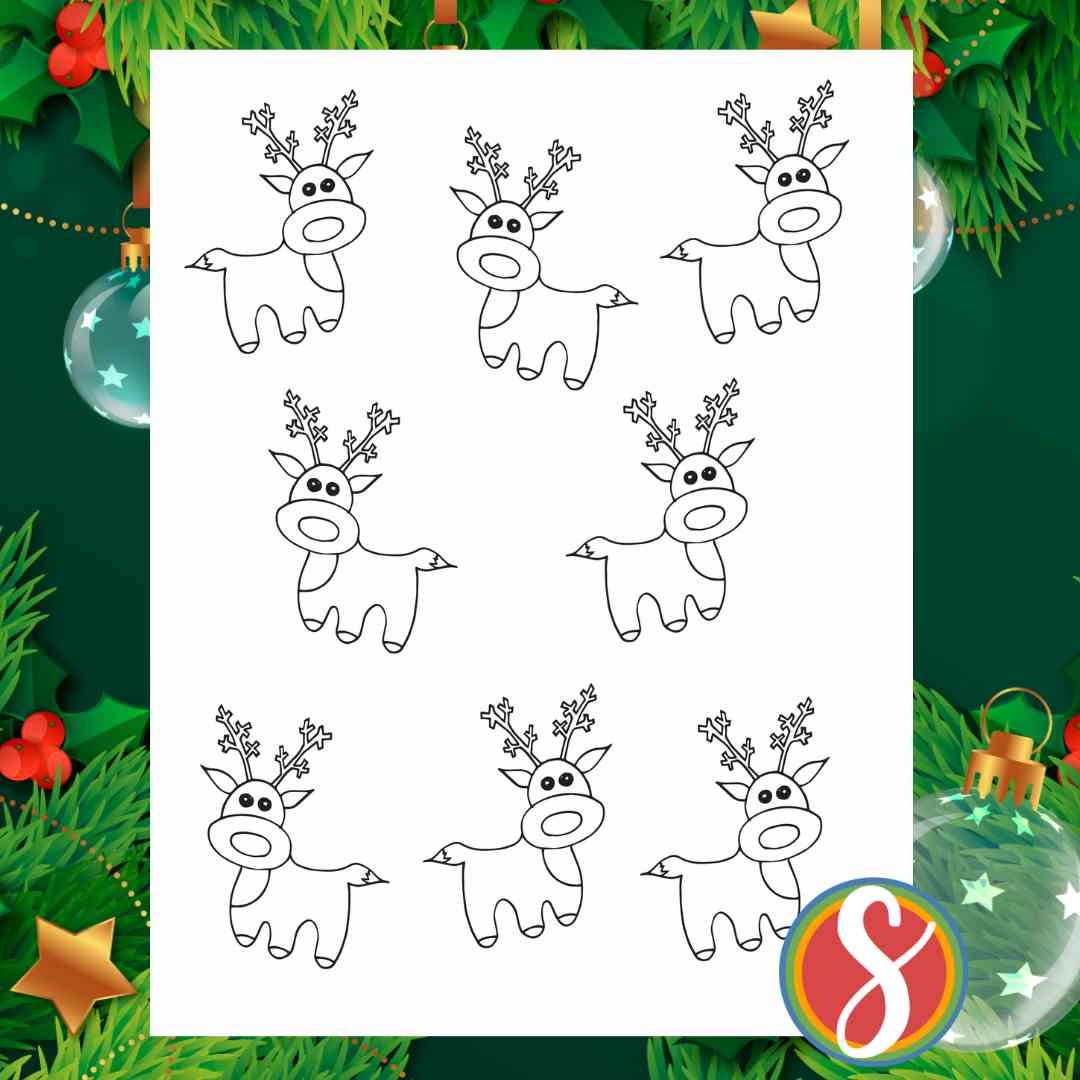 Free Reindeer Christmas Coloring Pages — Stevie Doodles