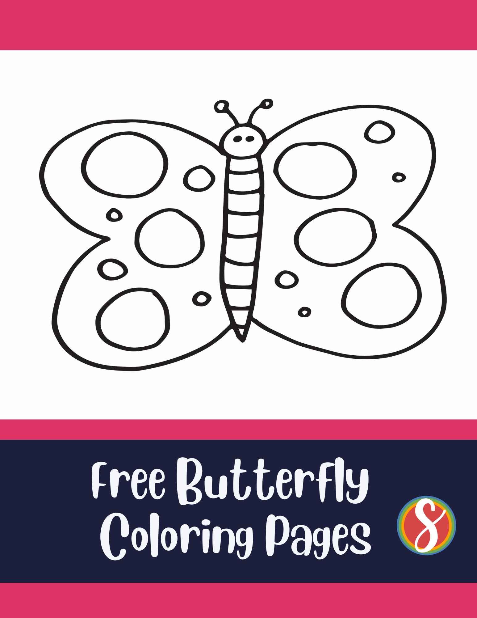 simple butterfly coloring page with dots inside