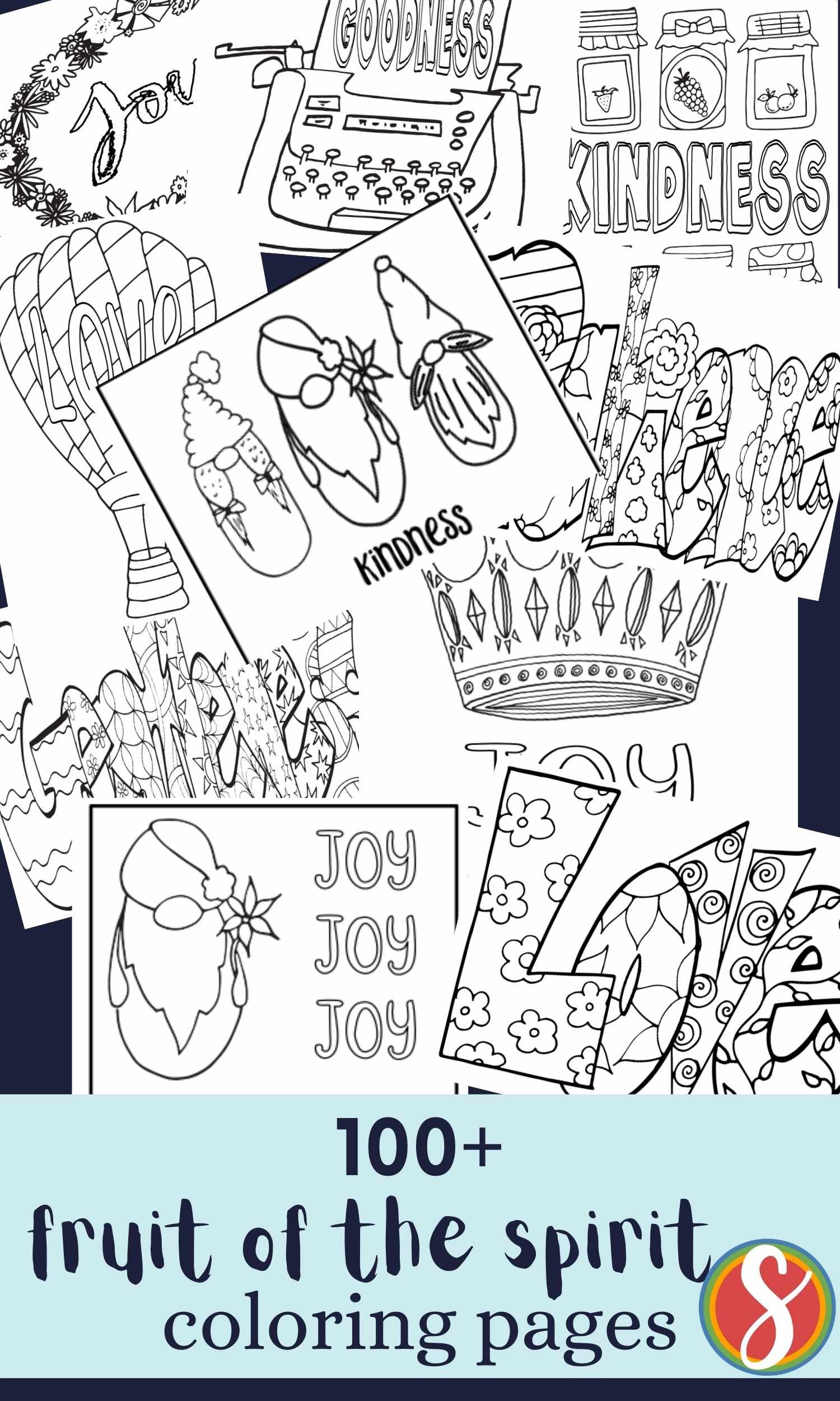 a collage of fruit of the spirt coloring pages