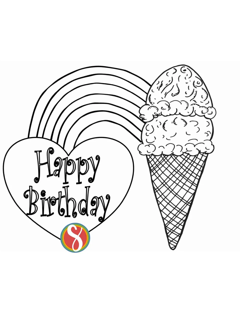 Free Happy Birthday Coloring Pages — Stevie Doodles
