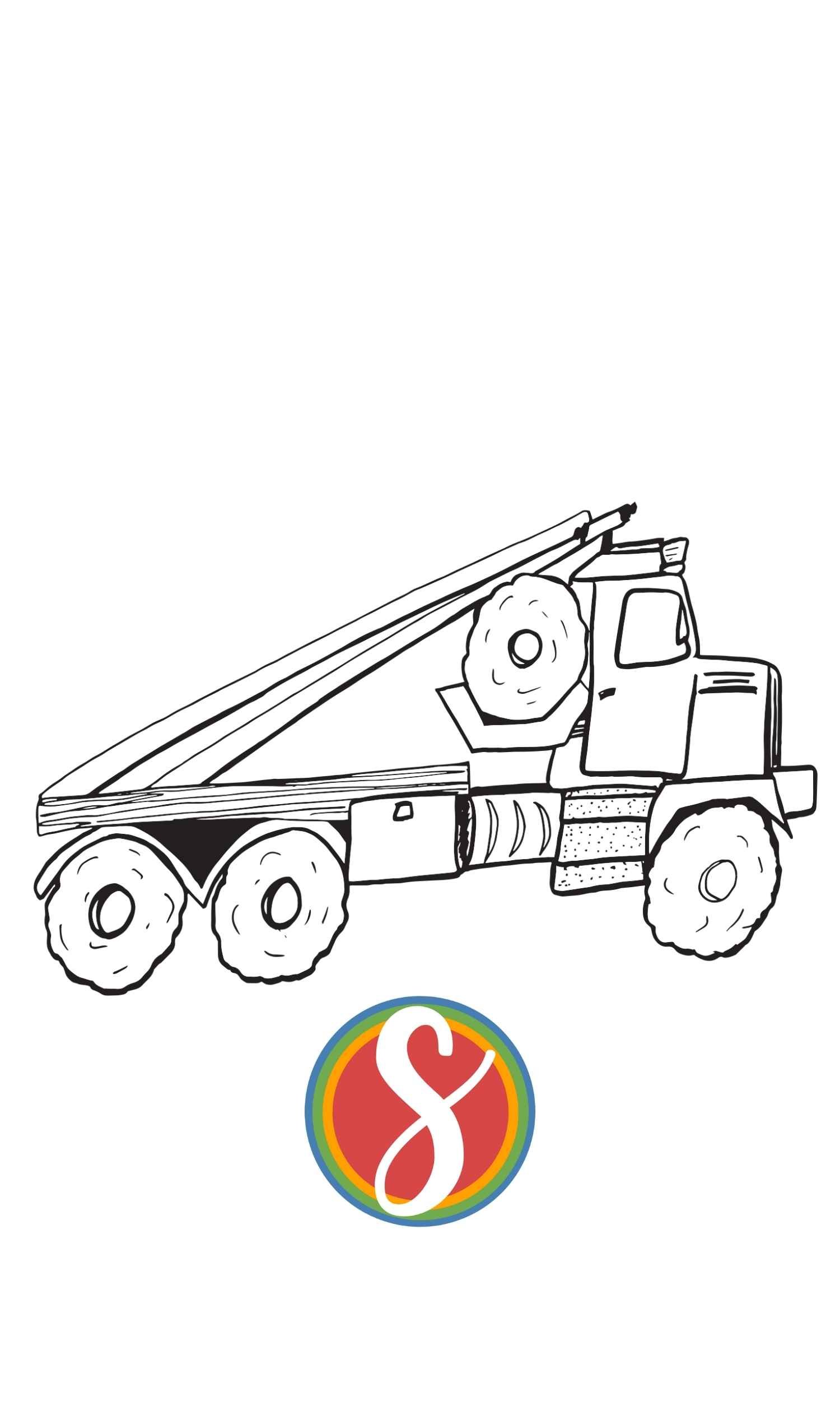 a kids truck coloring page with a simple big rig