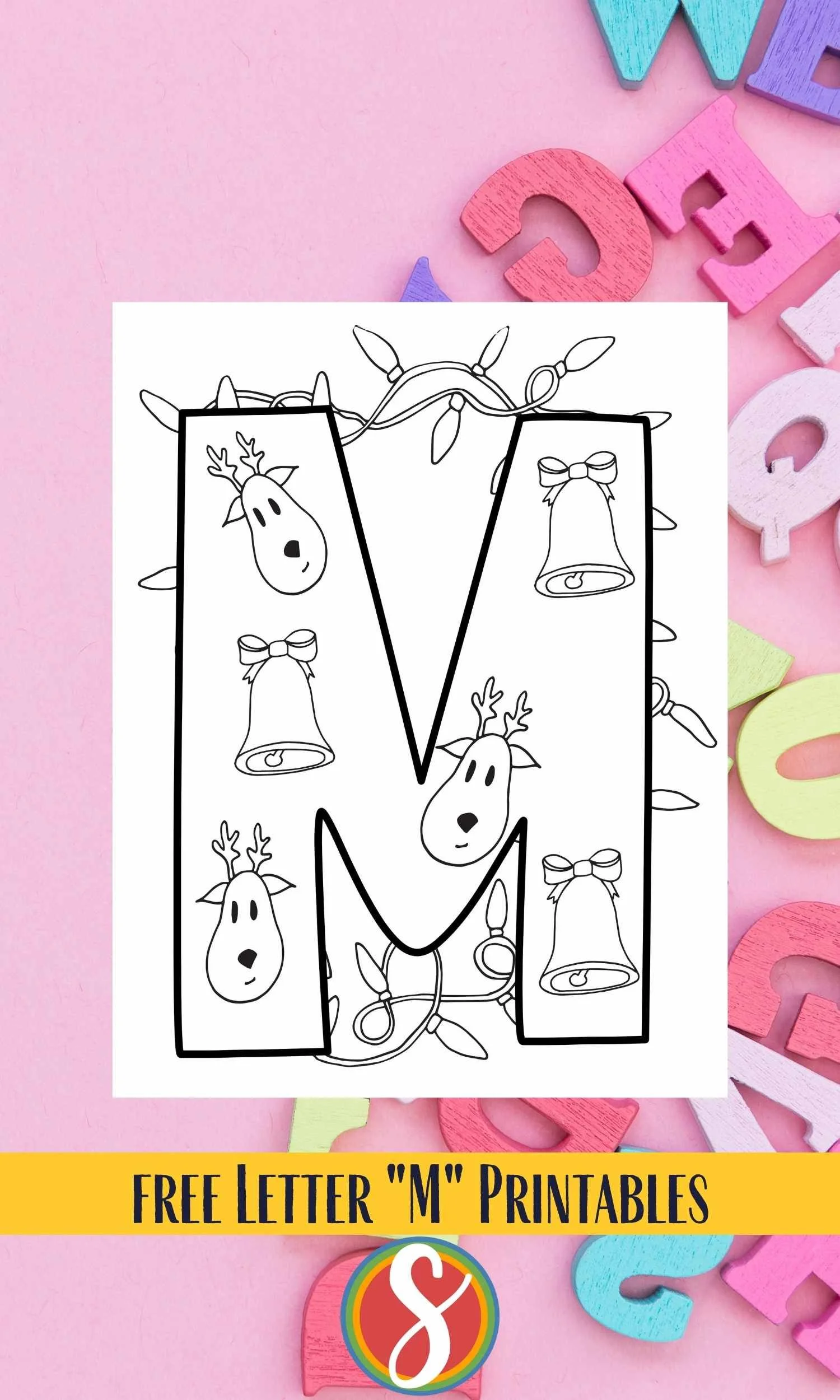 Magical Monkey M Letter Coloring Page