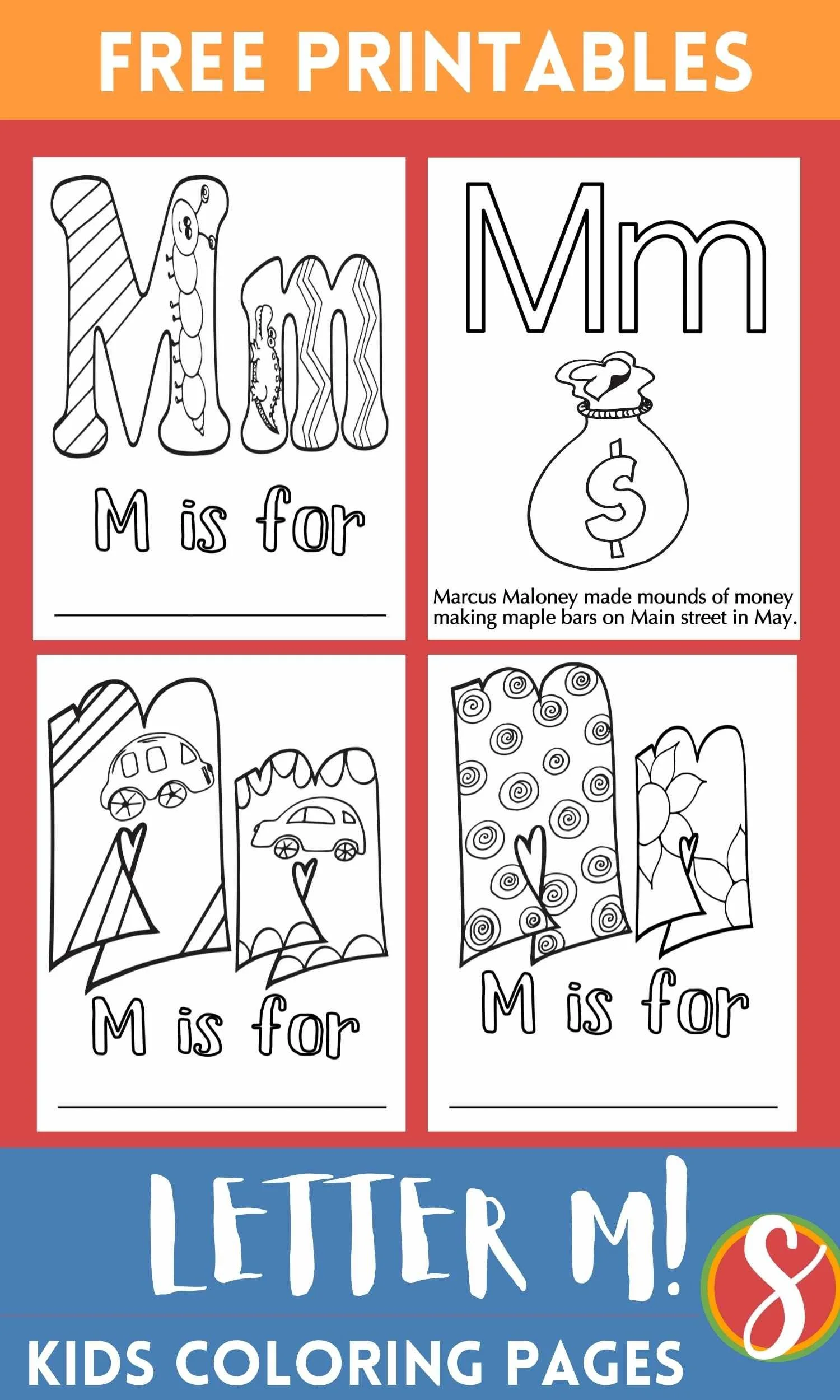 M Letter Big Monster Coloring Page