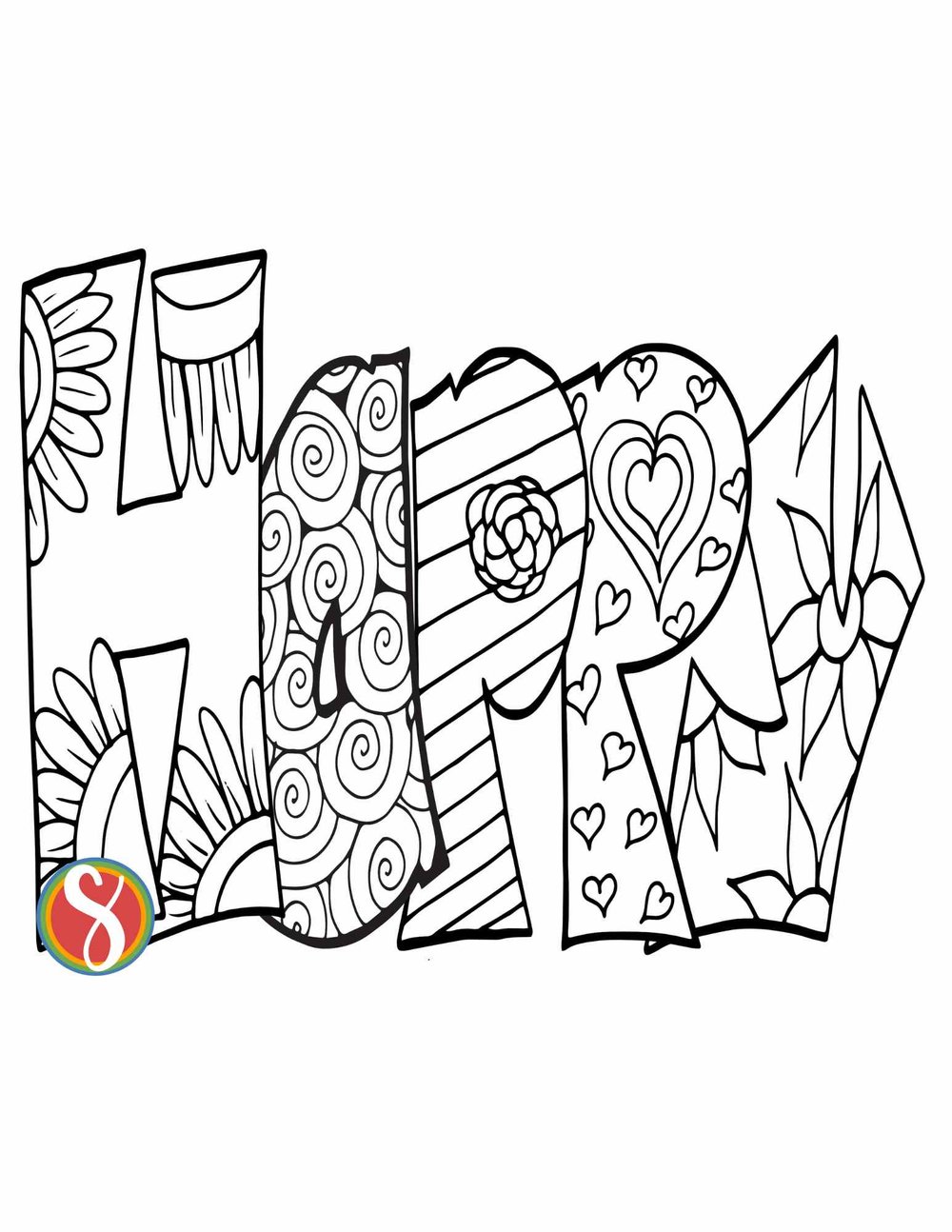 Happiness Quote Coloring Pages — Stevie Doodles