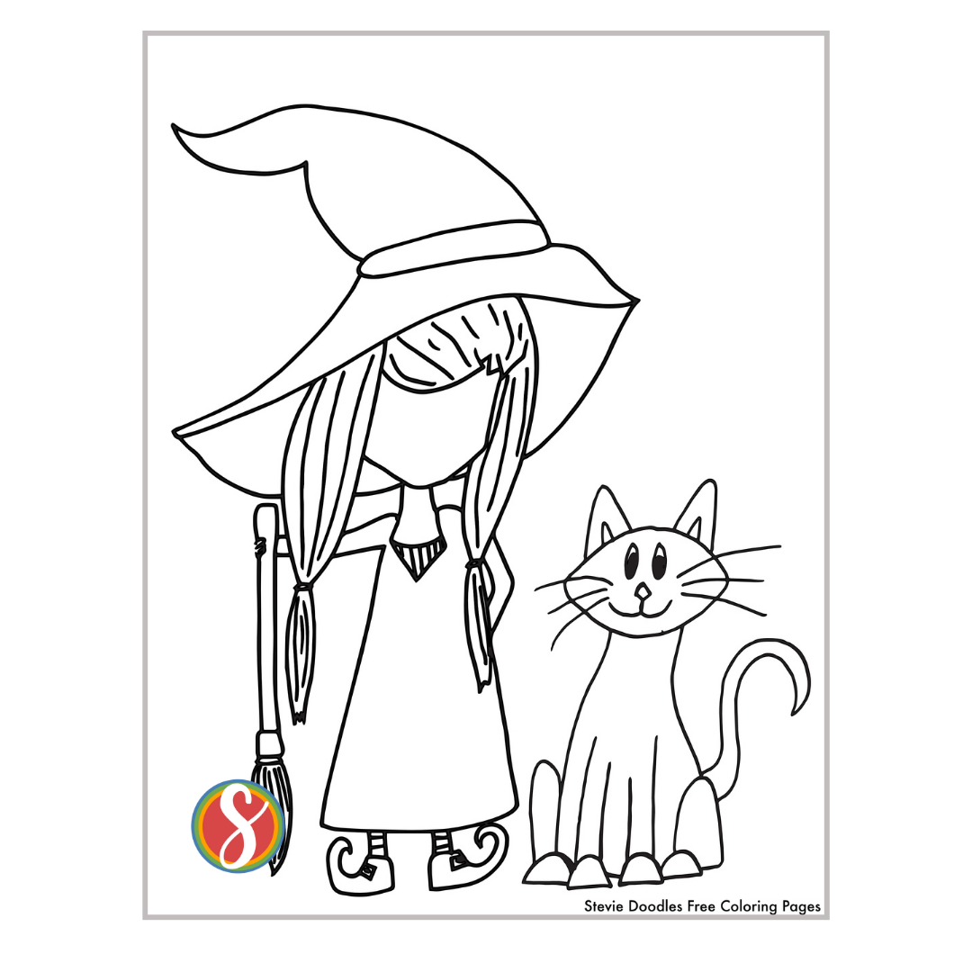 Free Witch Coloring Pages — Stevie Doodles