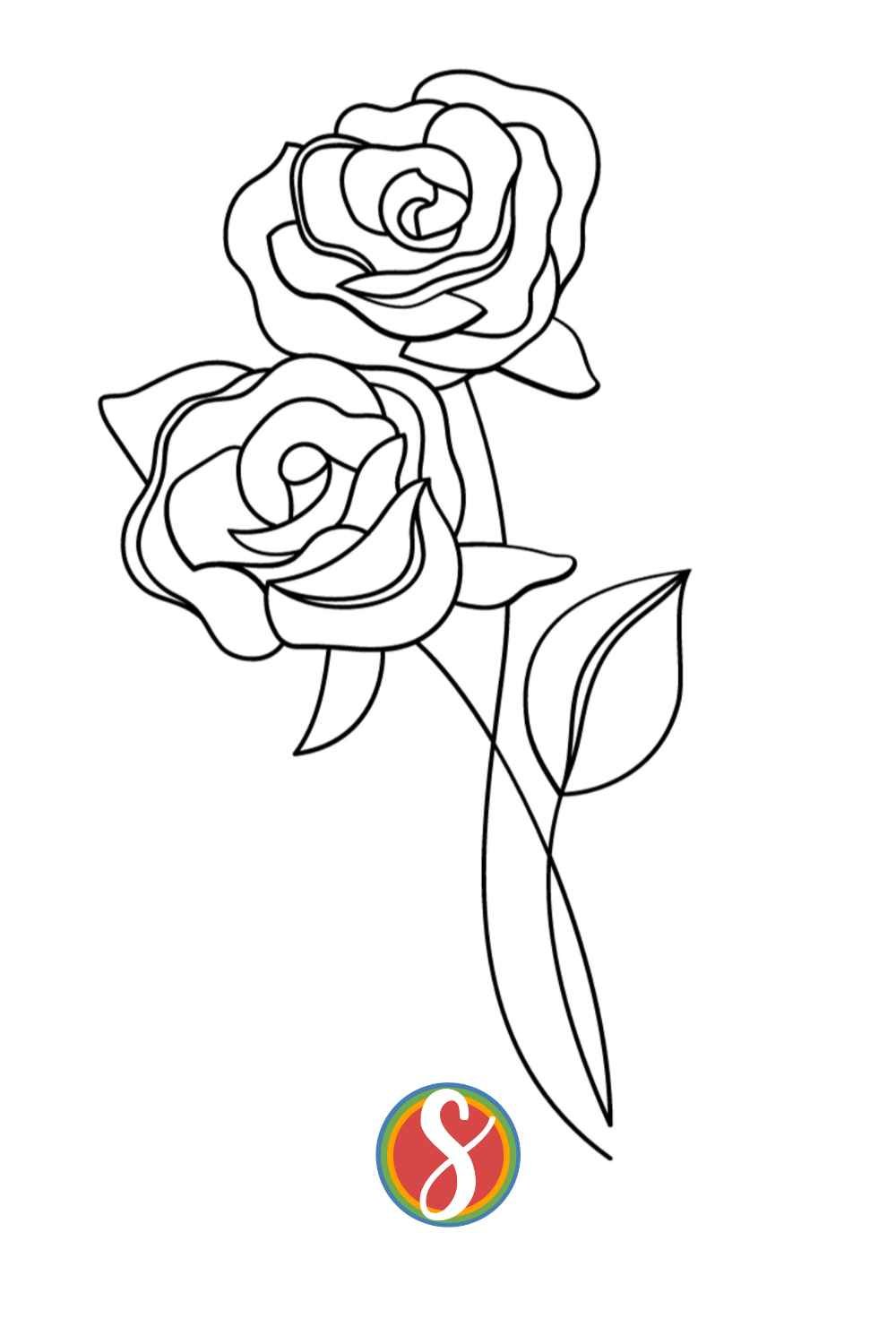 two long-stemmed roses to color