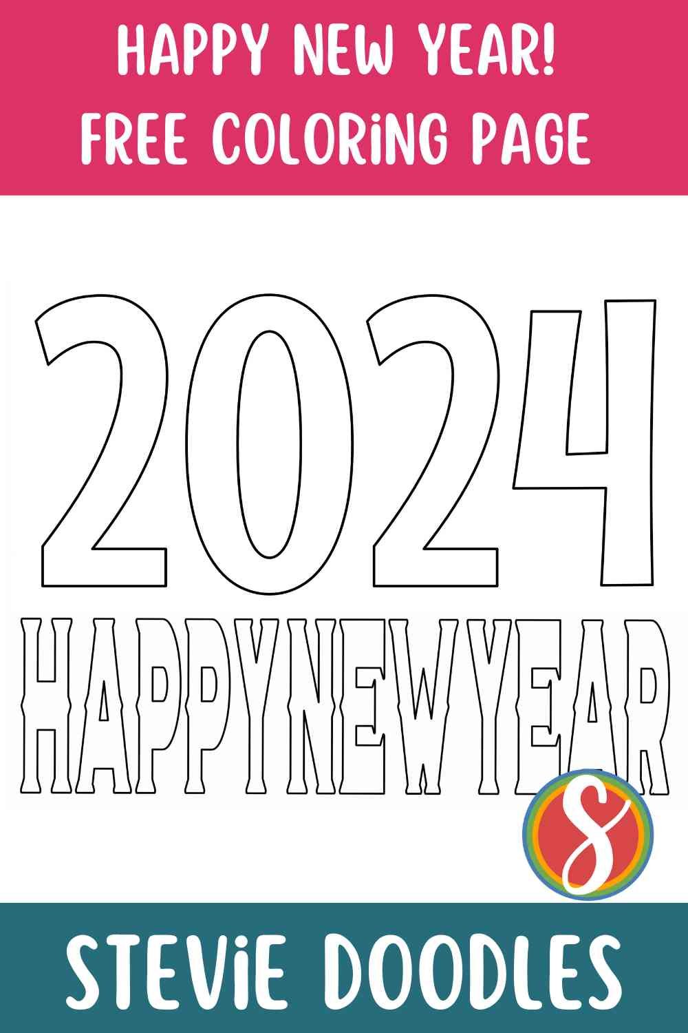 outline of words "2024 Happy New Year"