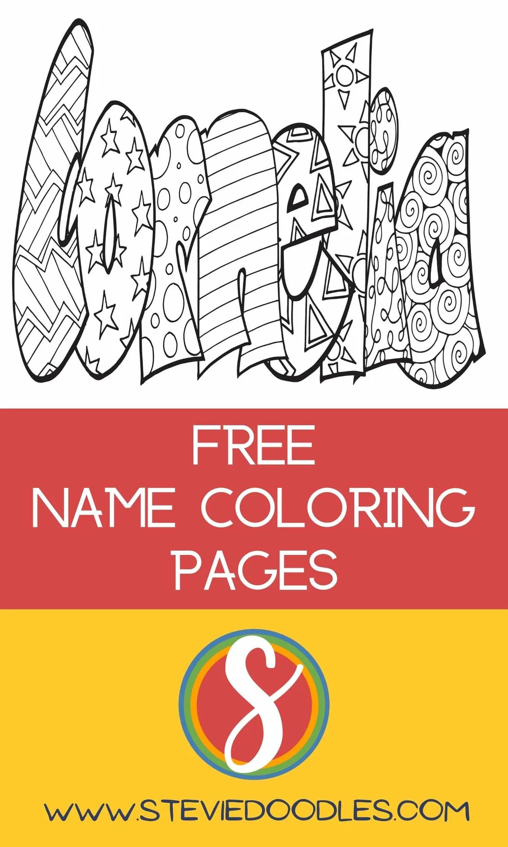 CORNELIA Free Name Coloring Page — Stevie Doodles
