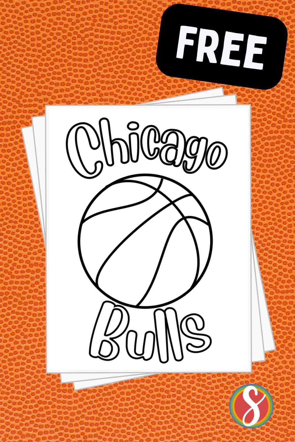 colorable basketball with colorable letters "chicago bulls"