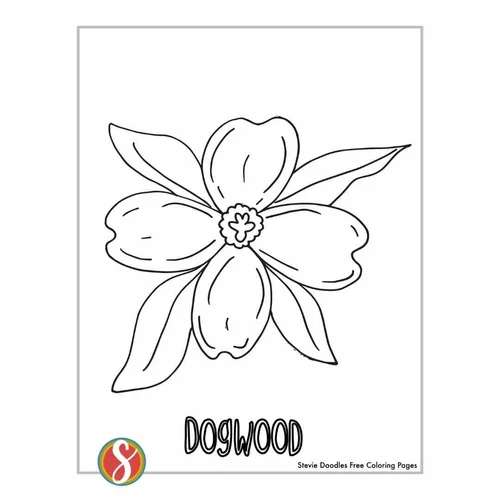 Free Dogwood Coloring Pages — Stevie Doodles