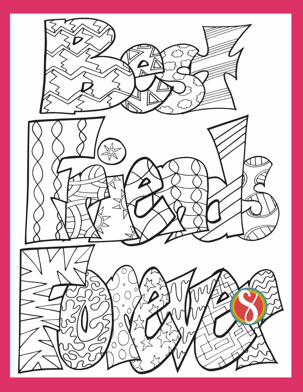 Free Best Friends Coloring Pages — Stevie Doodles