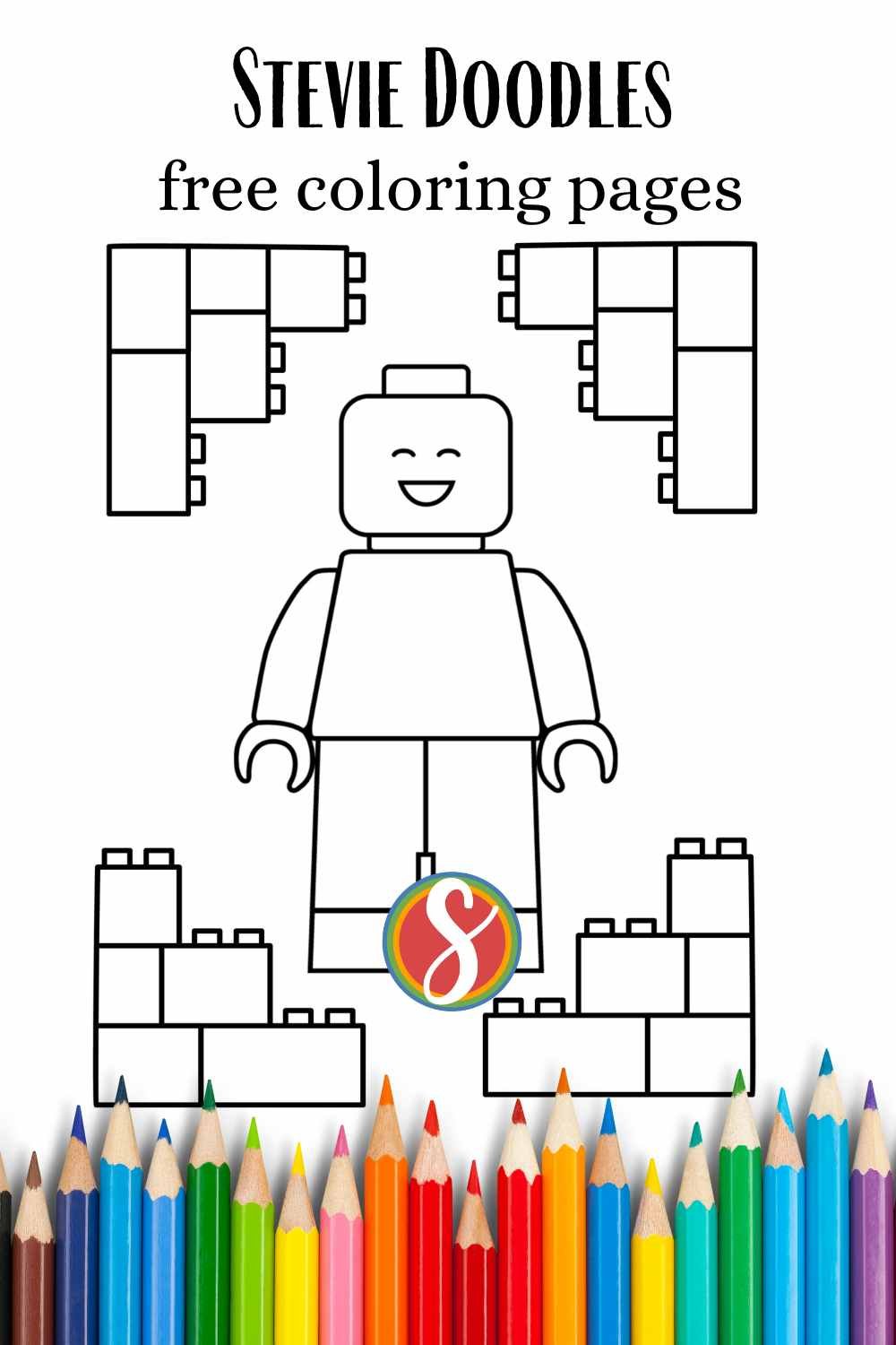 colorable lego man center and lego brick corners
