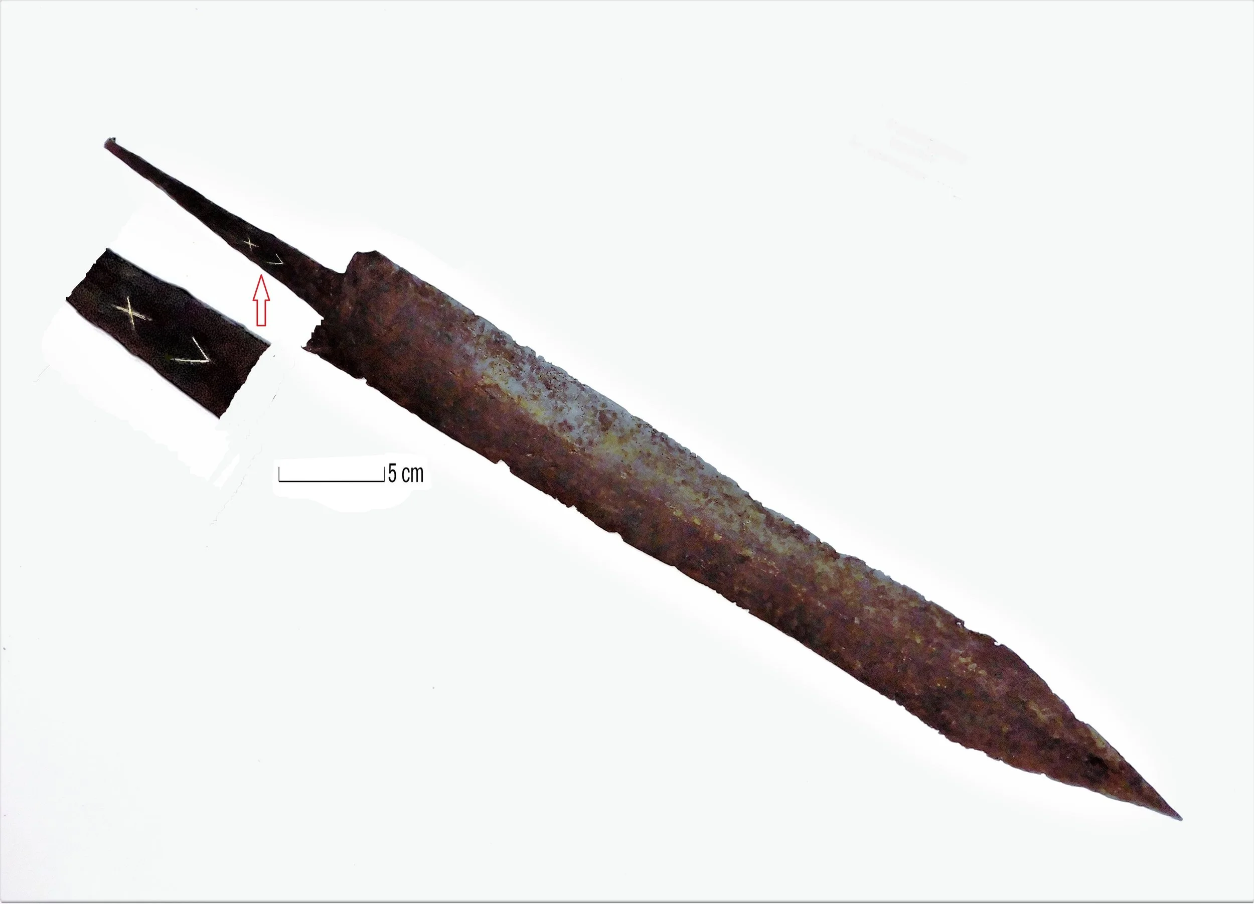 Gladius met XV ingekrast