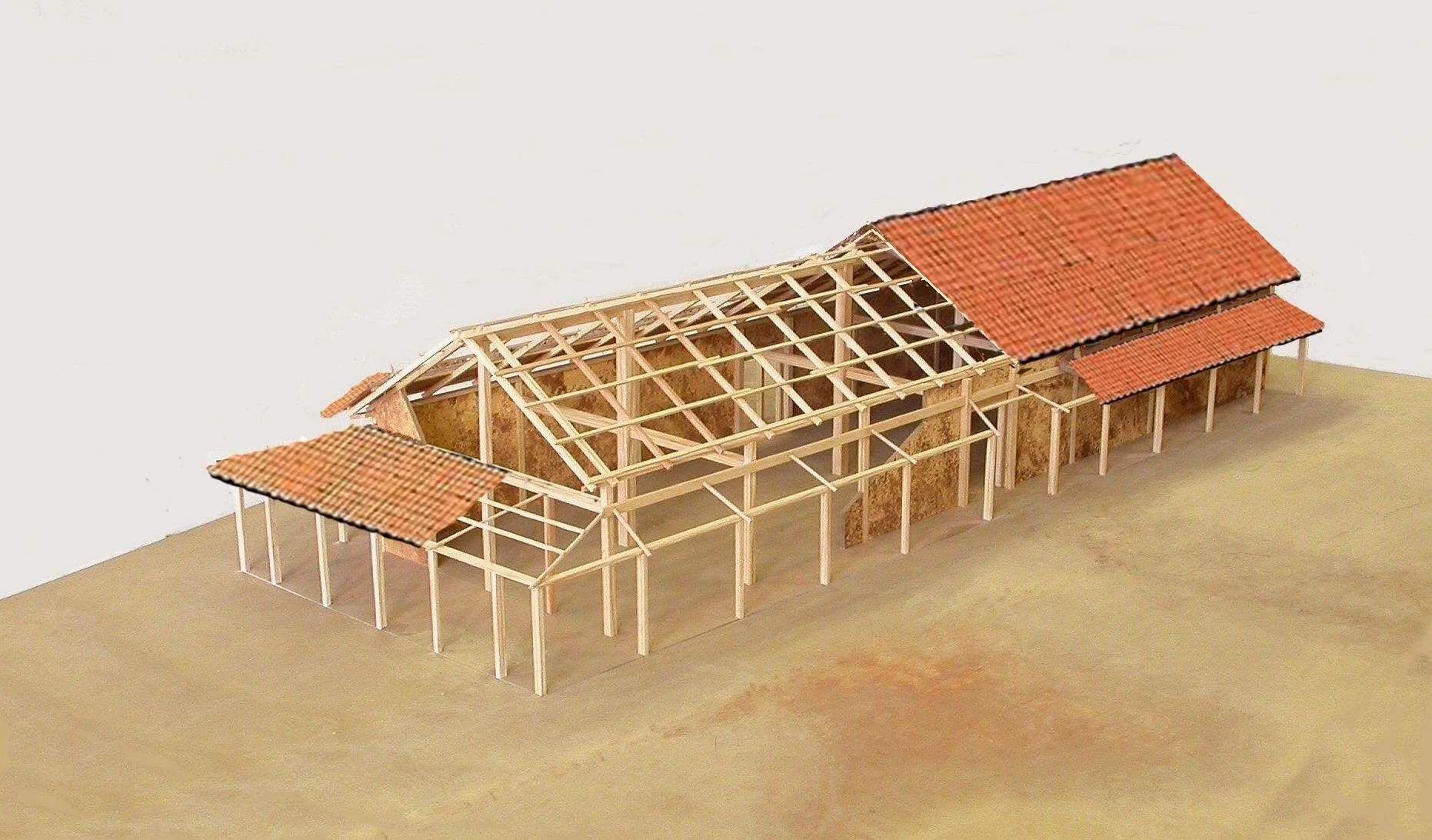 Reconstructie huis 2 met Romeinse dakpannen