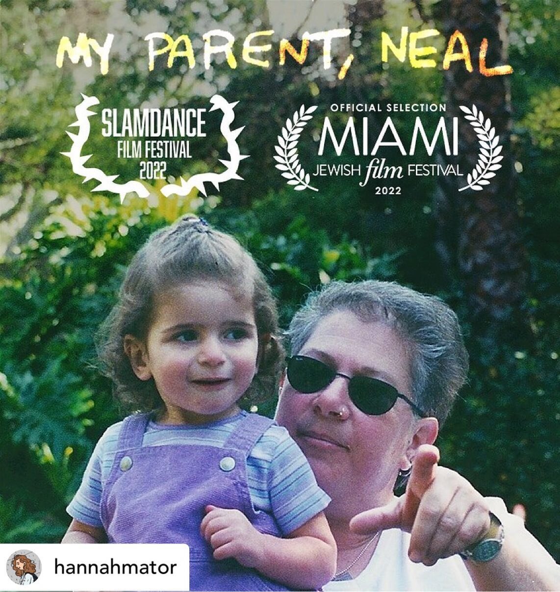 My half-sister @hannahmator &lsquo;s wonderful documentary short film My Parent, Neal is going to San Diego (@sdundergroundarts), Park City (@slamogram), and Miami (@miamijff)! It was a great experience composing music for Hannah and her film. So exc