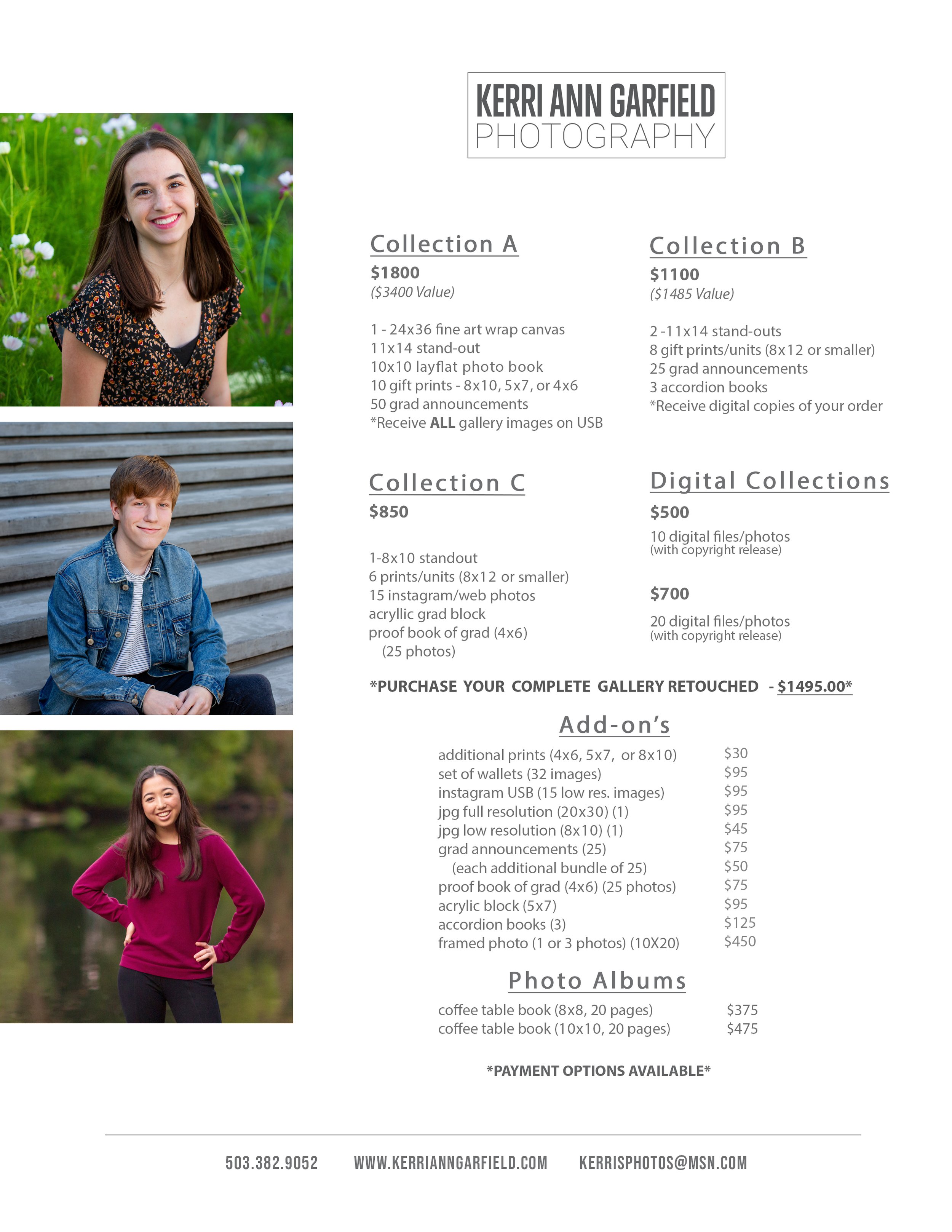 Senior Photos Pricing 2024