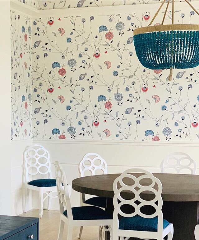 April showers will bring May flowers!!! Right?? This room designed by Susannah will be loaded with kiddos this summer enjoying this happy spot! #wallpaperlove #moreismore #happyhome #interiordesign #interiorinspo #notafraidofcolour #magicalrooms #fam