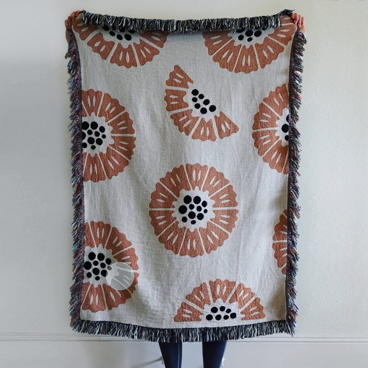 So pleased with how my new woven throws turned out from @iamfy (so is Mamut)! You can shop this design and two others on my artist profile on their site&mdash;link in bio. They come in two different sizes (this one is the smaller one) and are super s