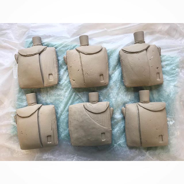Gettin&rsquo; grungy with this last little batch of flasks #ceramics #pottery #clay #keramik #ceramica #craft #wip #studio #madeinmontana