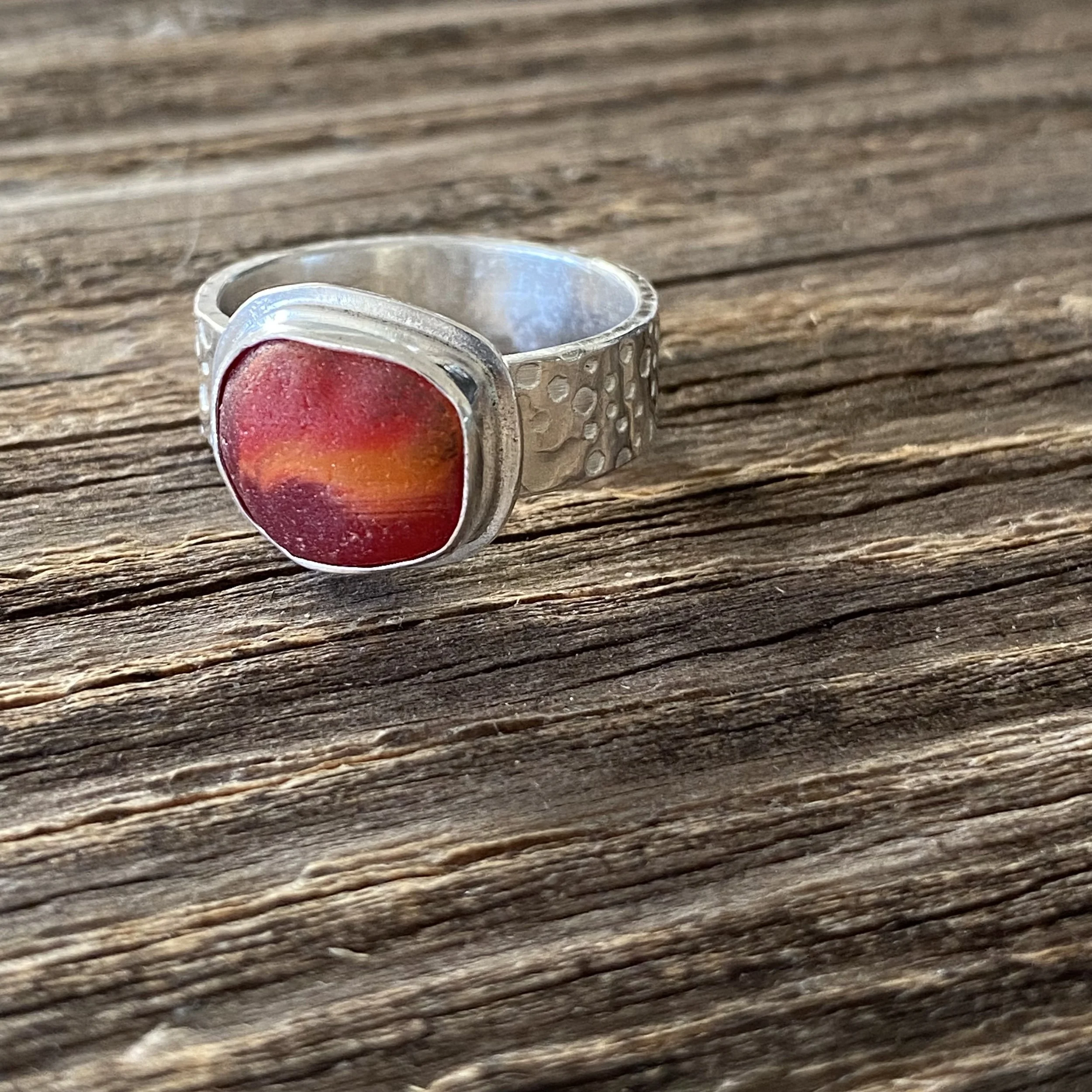 Orange Davenport Sea Glass Ring