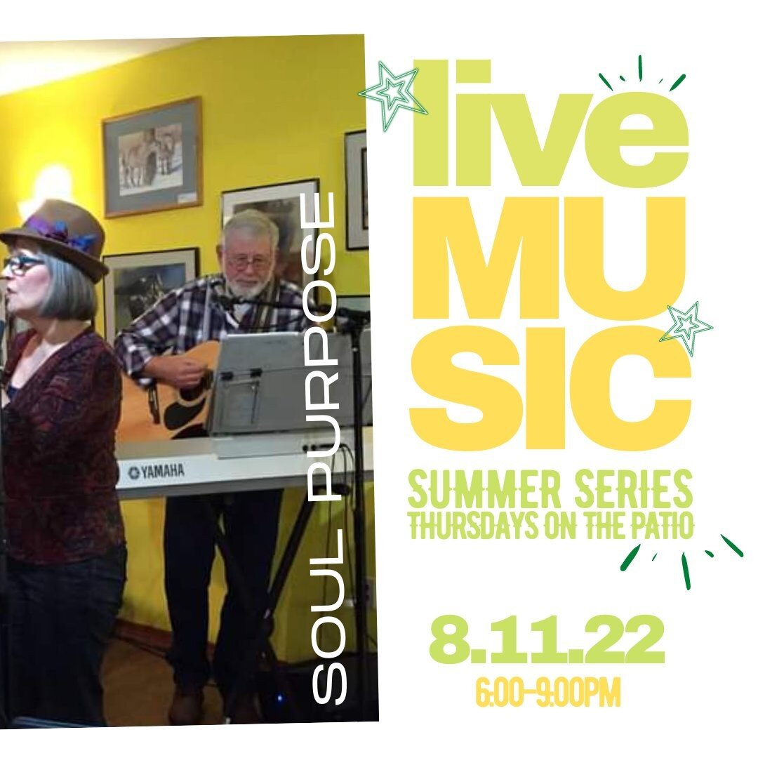 🎸 LIVE with Soul Purpose on the patio TONIGHT 🪕

There are only 3 more weeks of LIVE music on the patio ::
Soul Purpose :: TONIGHT
Ryan Mauer Music :: August 18th
@kaylinkole :: August 25th

Grab some friends, snacks and snag a spot on the patio be