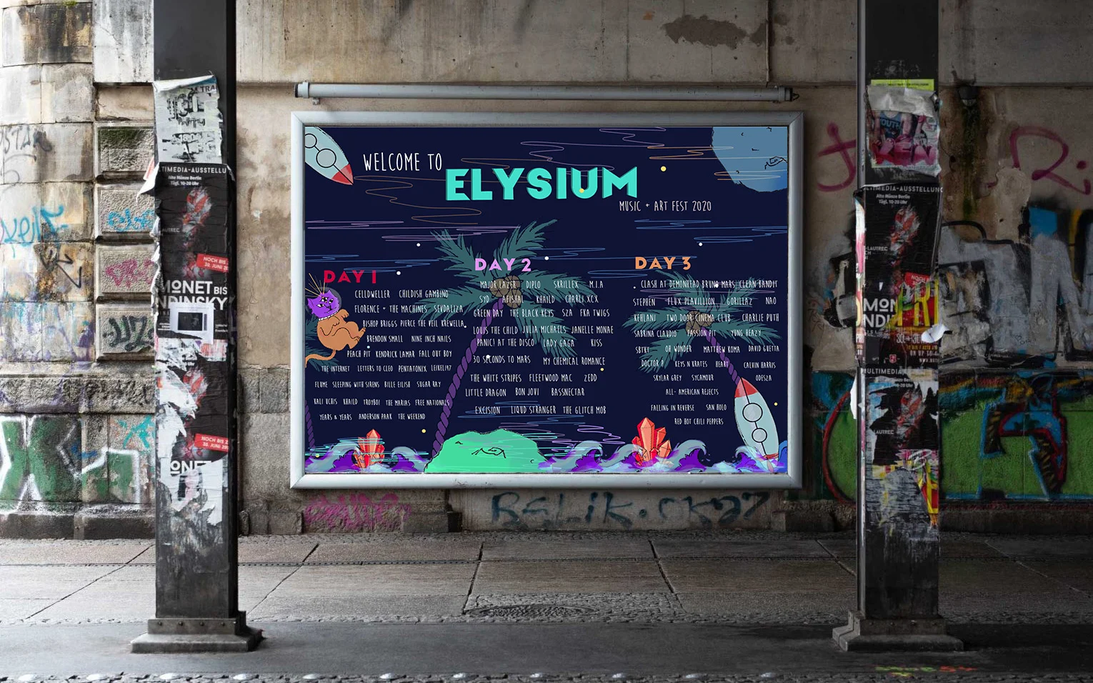 Elysium Art and Music Festival Promotional Poster Design (Original Festival Concept)