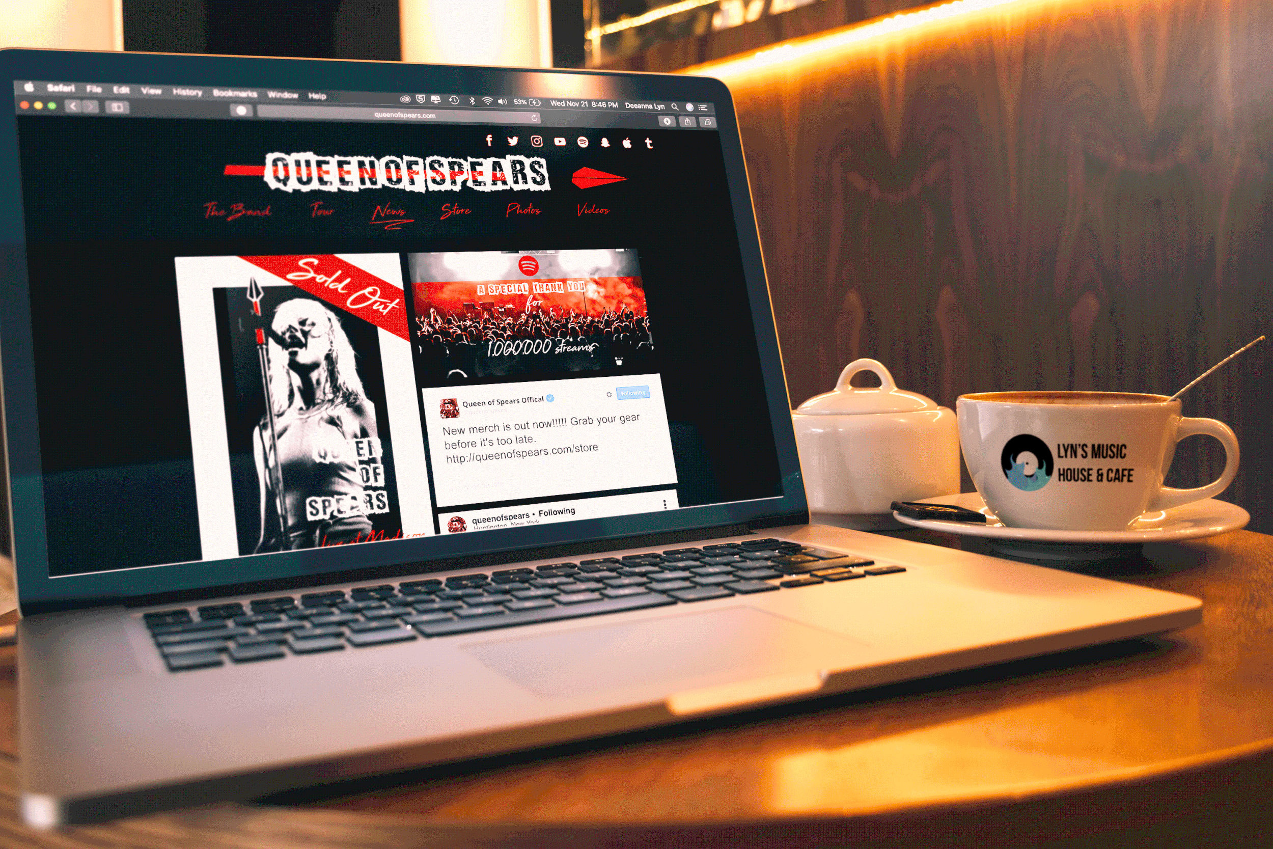 Queen Of Spears Web Site Design, Band Merchandise designs, YouTube Channel design, and Album Art (Original Band Concept)