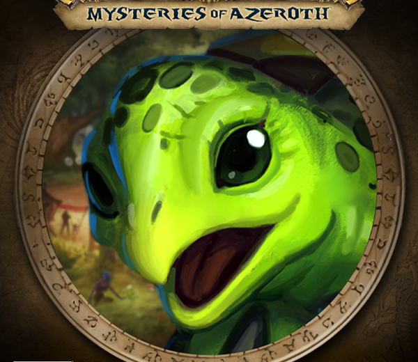 Official box art for Turtle WoW: Mysteries of Azeroth, featuring a green turtle hatchling and the World of Warcraft inspired logo.