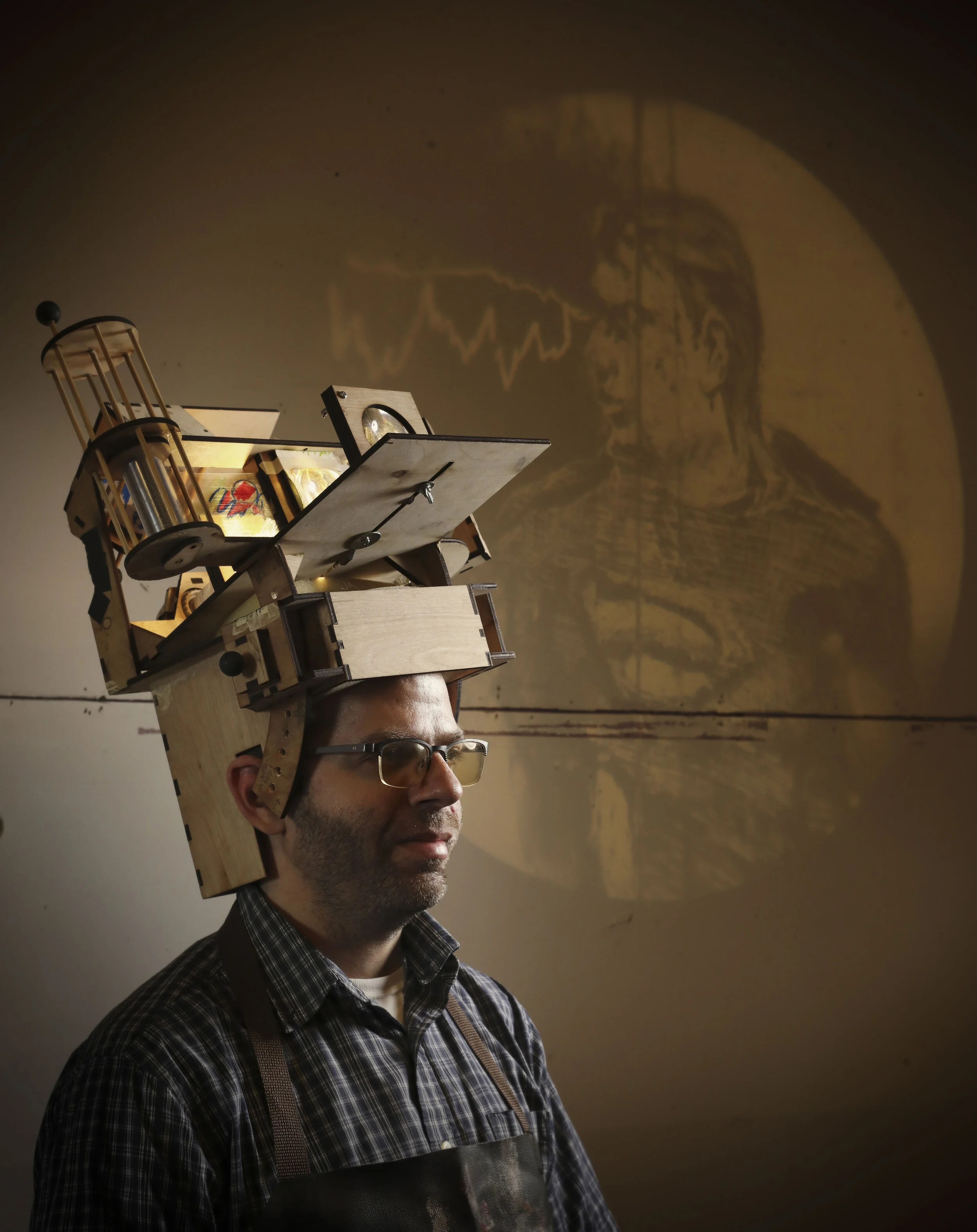   Projector Hat  Mixed media, 12”x18”x17”, 2016 