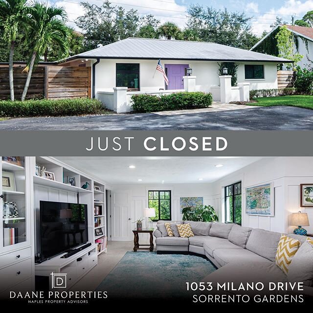 📍1053 Milano Drive | Naples, FL 34103

Another seller-represented sale by Daane Properties in Naples! This 3 bedroom 2 1/2 bathroom home was fully remodeled and featured impact-resistant windows, metal roof and modern kitchen with island.

Closed sa
