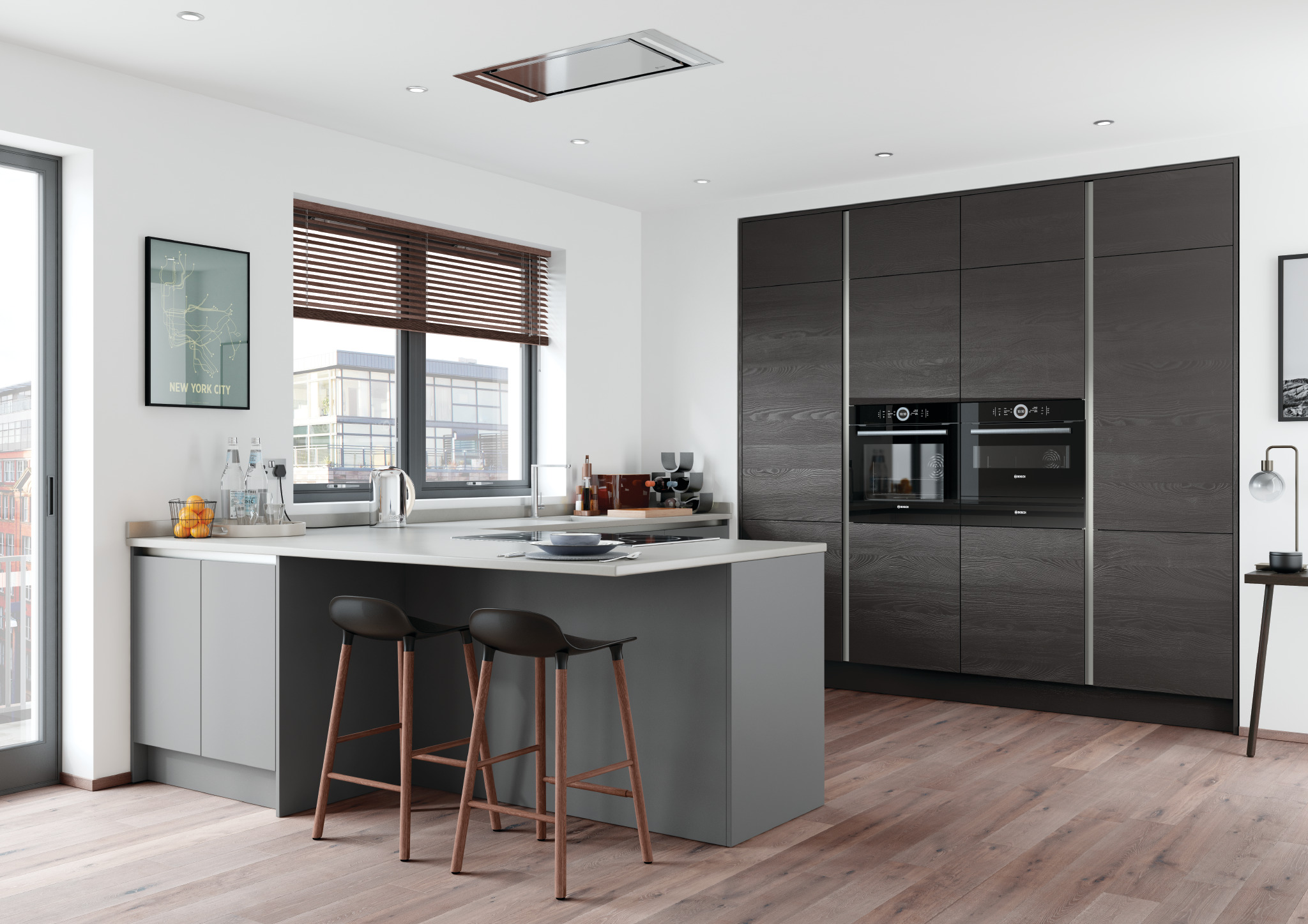 Soft-Matte Handleless,Dust Grey and Tavola Hacienda Black