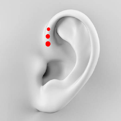 Forward Helix Piercing This piercing sits on the inner and top half of your ear cartilage, it can be a single stud or ring, as well as a series of piercings.