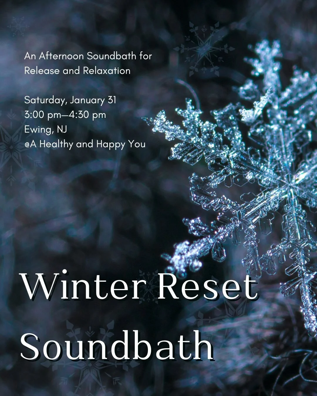 💙✨Winter Reset Soundbath ✨💙

Join us for the very first soundbath in the new studio home of @ahealthyandhappyyou &mdash; a warm, welcoming space for everyone seeking calm, clarity, and a gentle pause.

This restorative afternoon session is designed