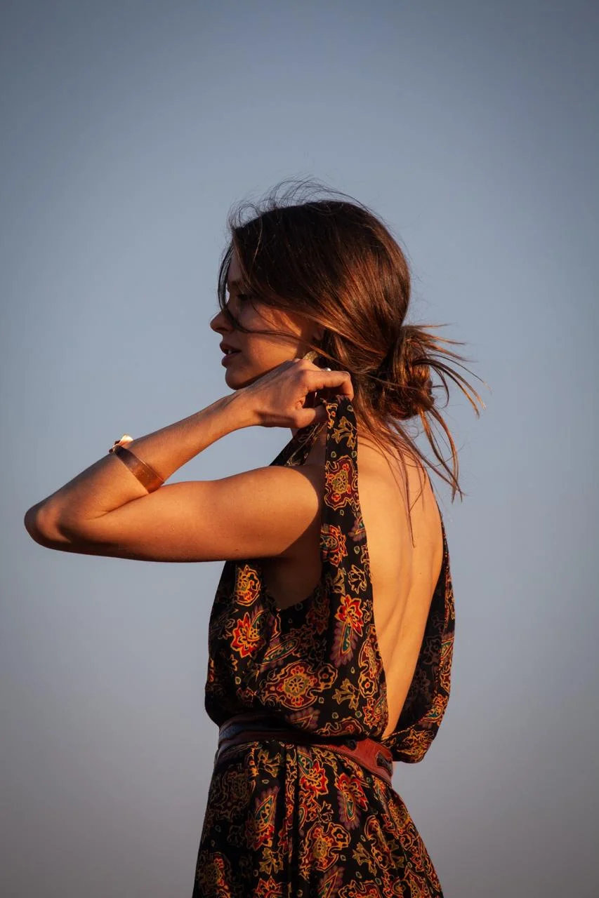 KUKUJU backless dress, locally hand made in Zimbabwe from recycled materials. Price upon request. 