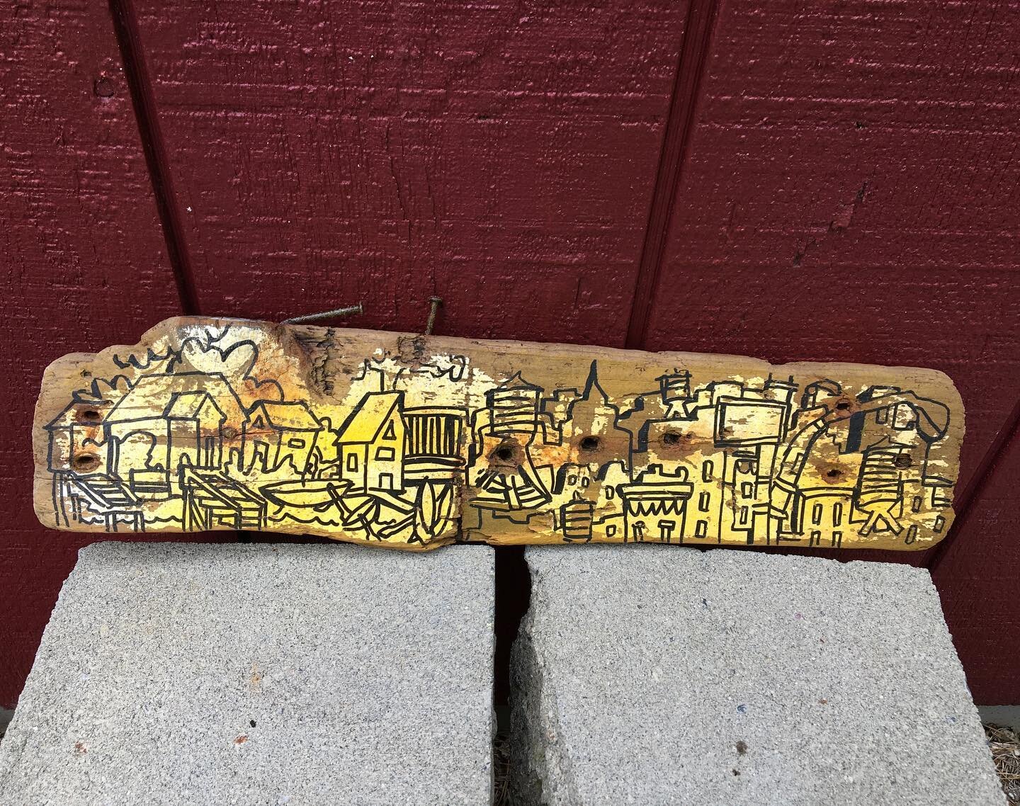 Serving up some fresh driftwood art on this unique piece. Love my time in this cool city of Belfast, Maine.

Drifting Midcoast
16x4 / acrylic on found wood
$95, can ship anywhere
.
#belfastmaine #maineartist 
#midcoastmaine  #driftwoodart #foundmater