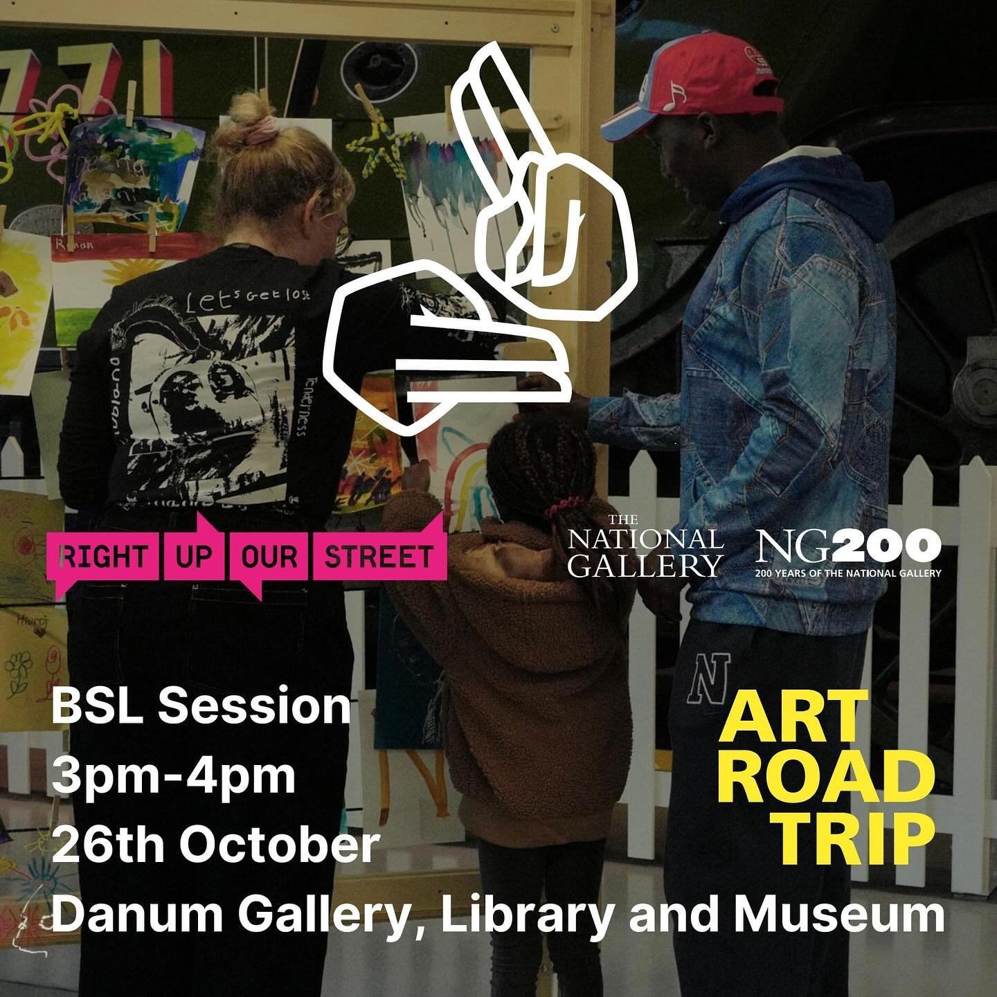 BSL Supported Session Tomorrow!

Art Road Trip - @nationalgallery - Come along and get creative with us and artists Sadegh and Chioma!

👉 3pm-4pm
👉 Saturday 26th October
👉 @danumglam 
👉 FREE

www.rightupourstreet.org.uk/national-gallery-ruos

#Cr