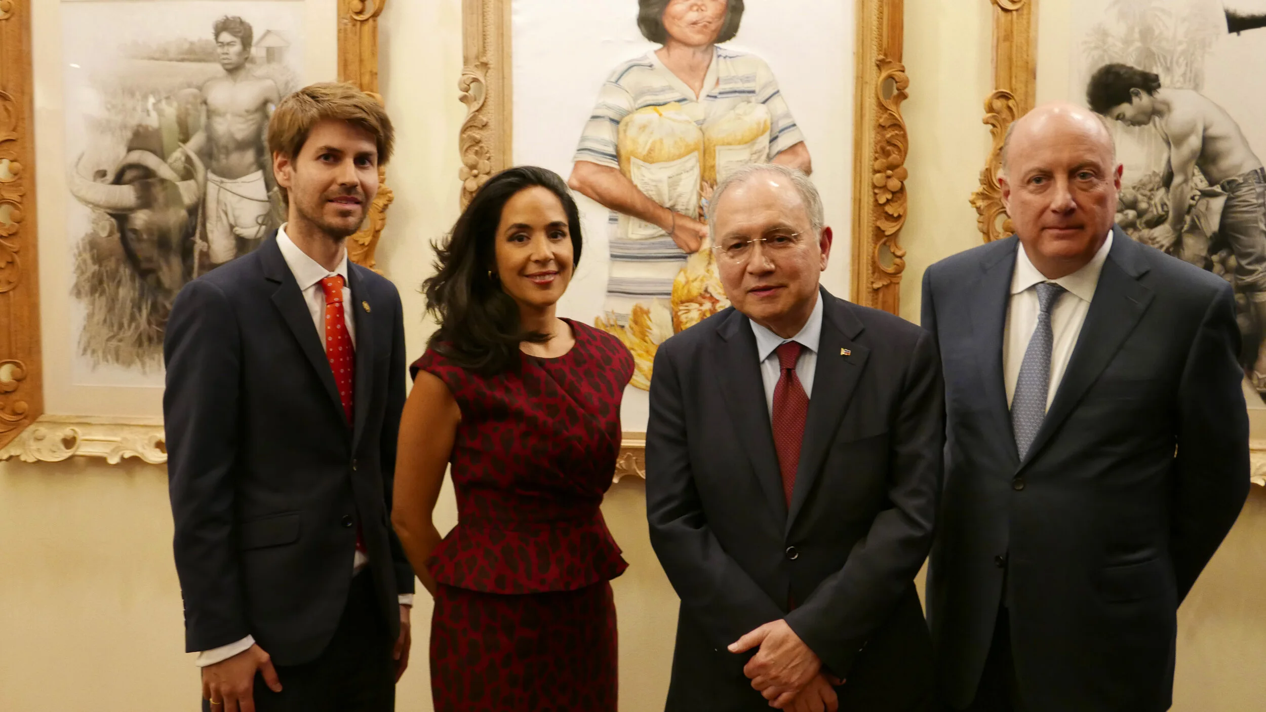 From left to right: Exhibit curator Mr. Leif Miguel Martinez, Maria Mari Murga, Philippine Ambassador to the US Jose Manuel Romualdez, and US-Philippines Society Director Henry B. Howard. (Photo by the Philippine Center New York)