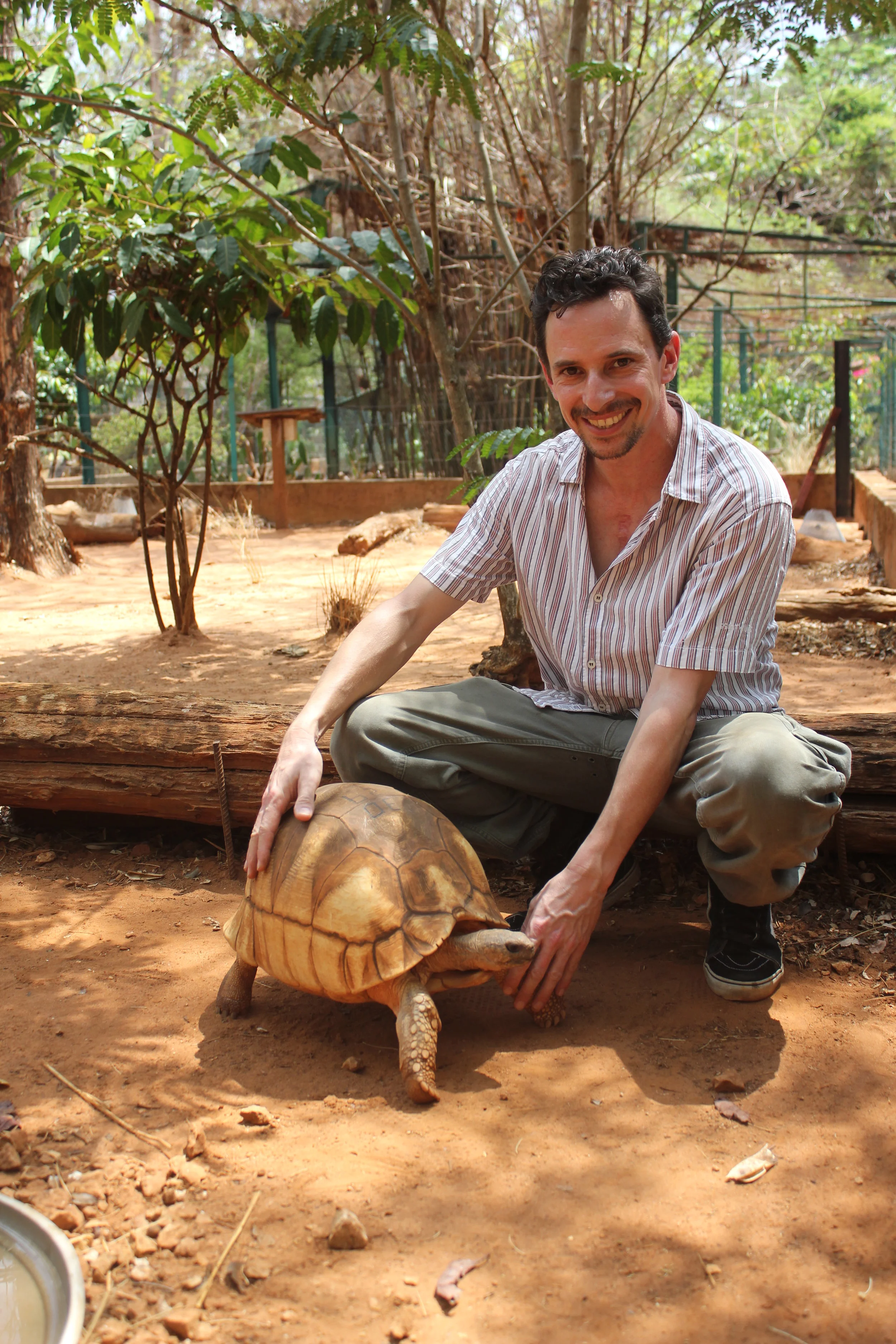 Jersey Zoo staff M Goetz with ploughshare in Madagascar.JPG