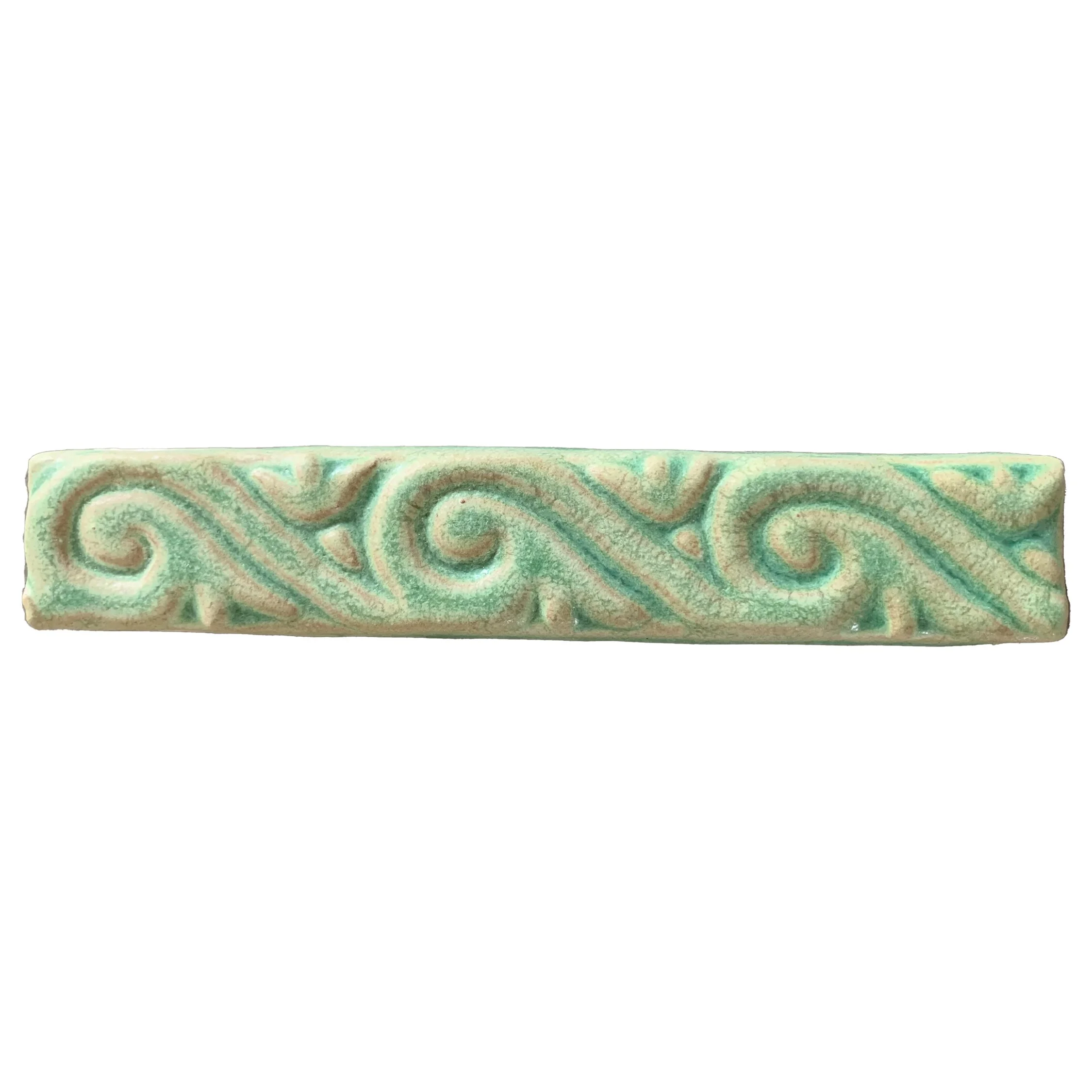 H07-Greek Scroll Trim-Leaf Green- Lot: (18 tiles)