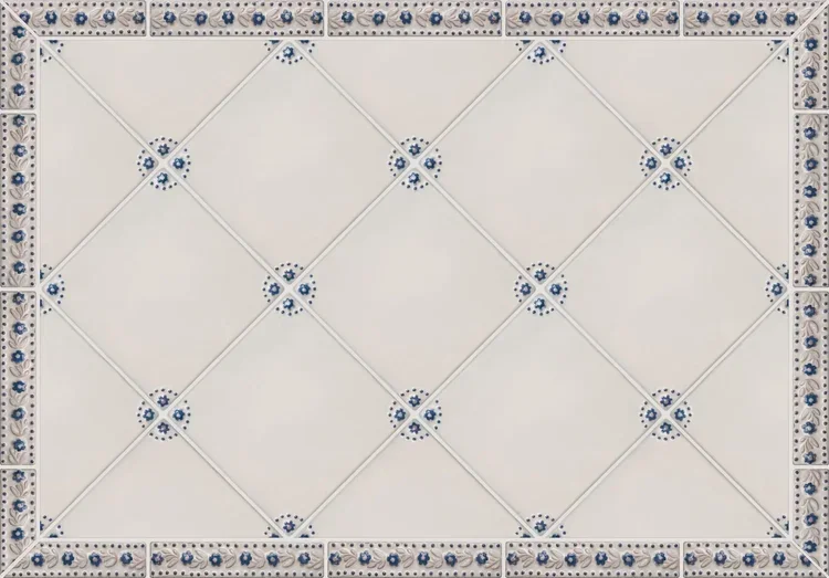Nabby-on diamond, 2 tiles high-Brushwork-BW02-Antique White & Dark Blue