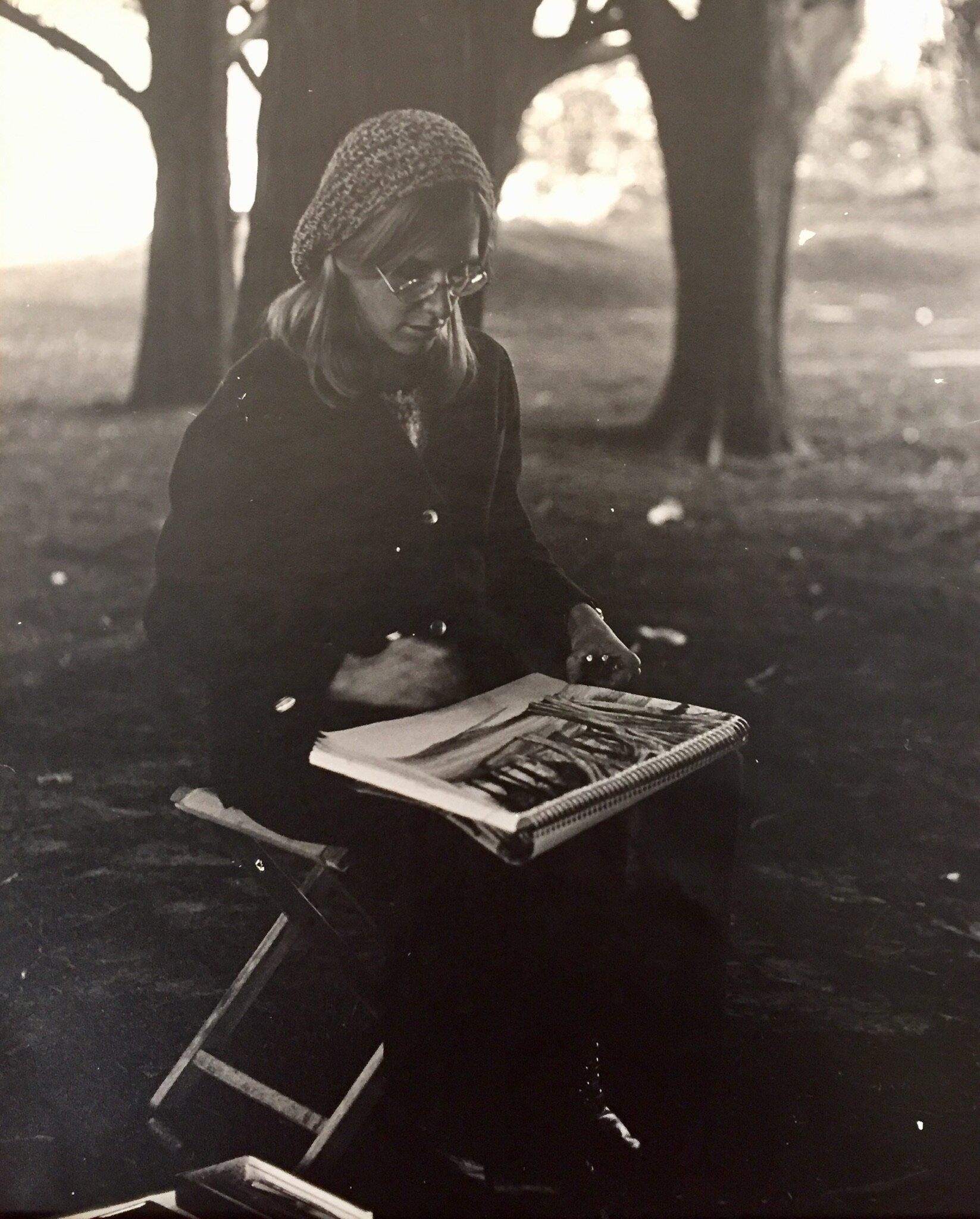 Me drawing at the Presidio in San Franciso