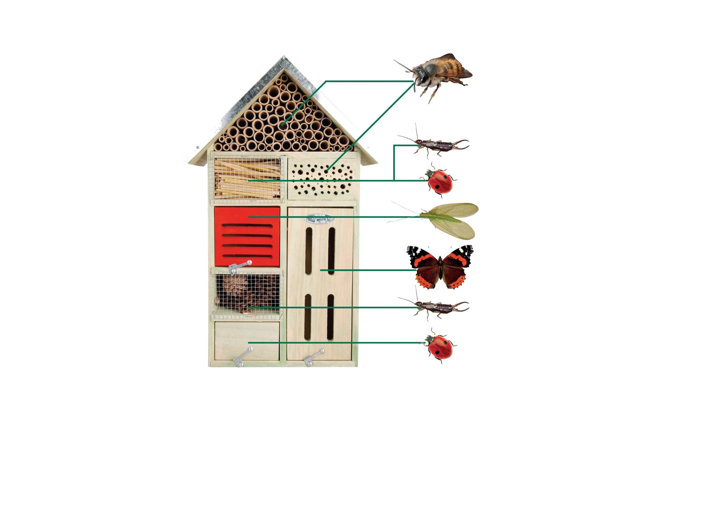 Modelo de refugio de insectos que serán instalados al lado del recorrido con  el objetivo de fomentar, juntos con las especies vegetales, la polinización.