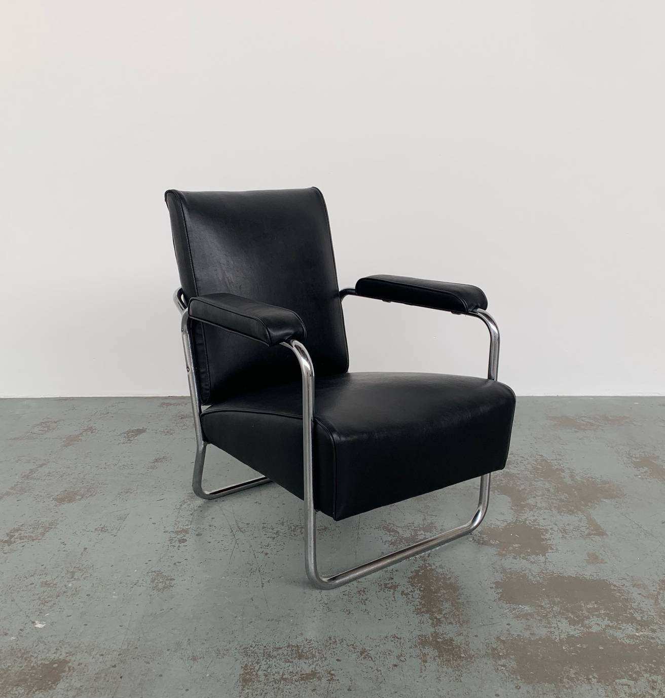 1930’s black vinyl PEL Chair.jpg