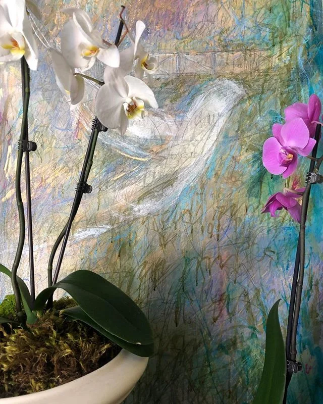 Any day is a good day that involves sunshine ,fresh air, art, orchids &amp; moss sjbATELIER  Zip-a-dee-doo-dah 
2019 mixed media  on canvas, acrylic,alcohol ink, Oil pastel,gold leaf pen &amp; polymer gloss 
#art  #loveart  #artforthesoul  #artofinst