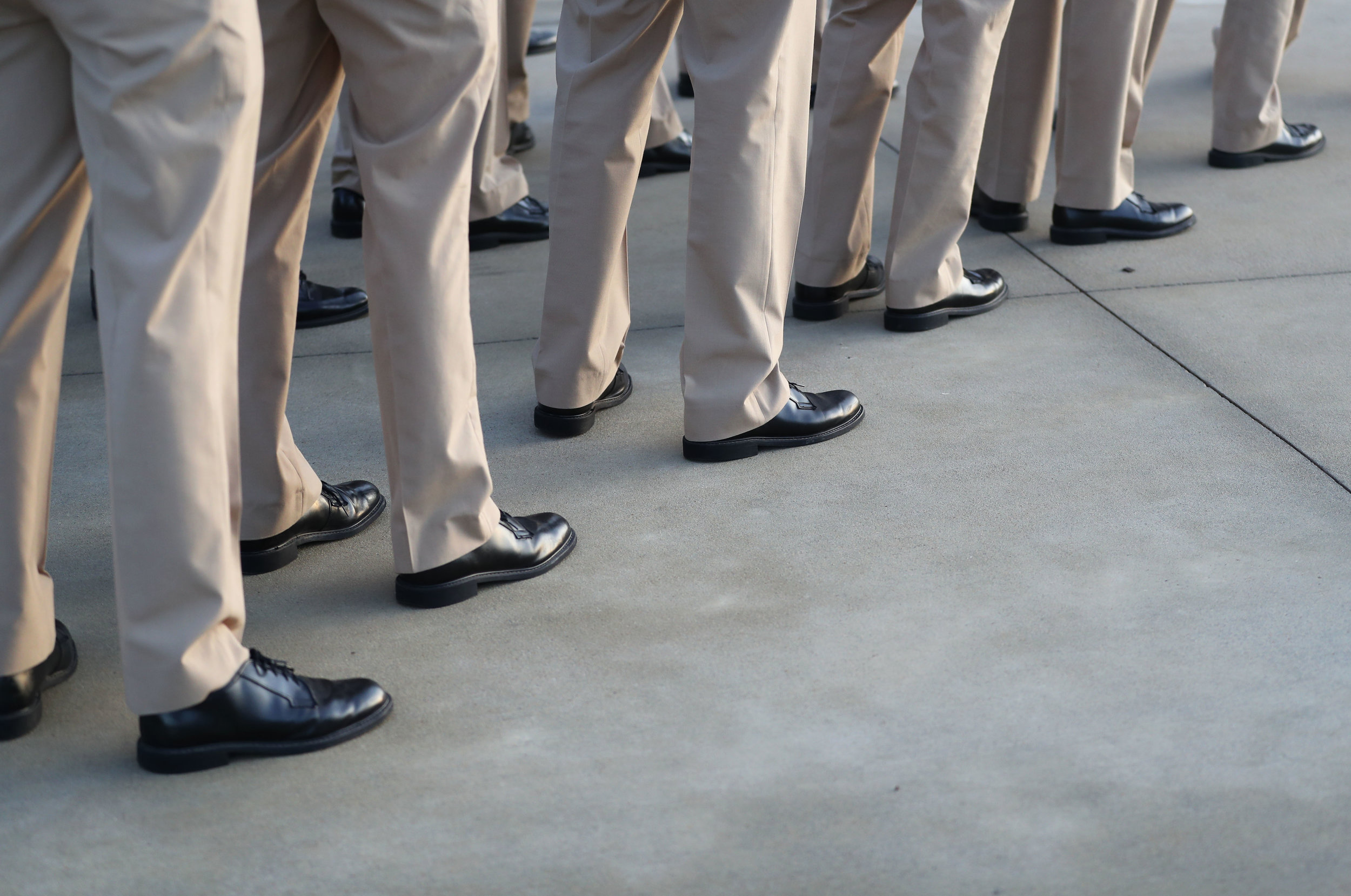 Cadets line up during formation in front of the Texas A&M Maritime Academy Hall on Tuesday, Dec. 6, 2017. There 579 cadets participating in the program this year. Between 500 and 550 cadets are pursuing license options through the Maritime Academy.
